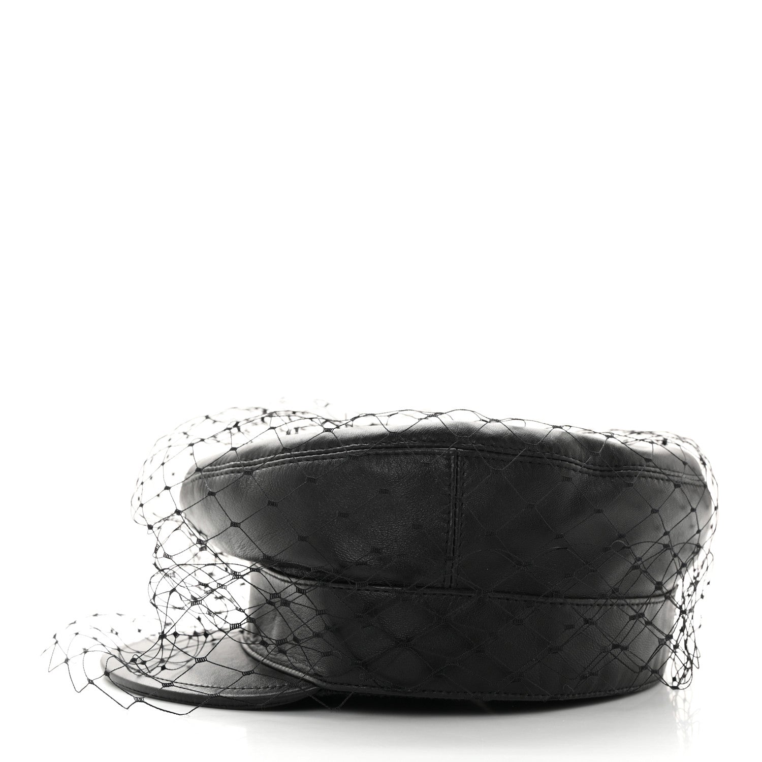 Christian Dior Lambskin Arty Beret Cap With Veil 57 Black 5 of 8