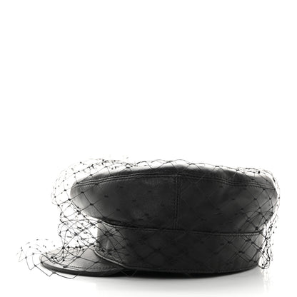 Christian Dior Lambskin Arty Beret Cap With Veil 57 Black 5 of 8