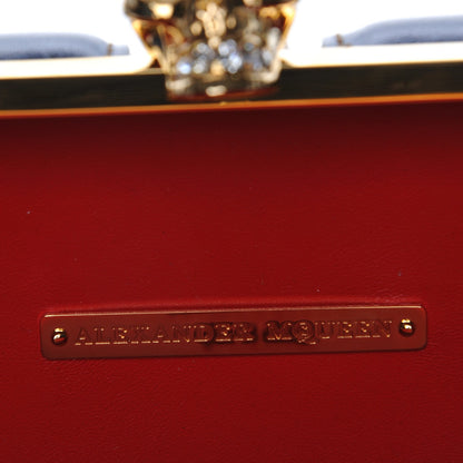 Alexander McQueen Patent Calfskin Britannia Skull Box Clutch Red Blue 6 of 8
