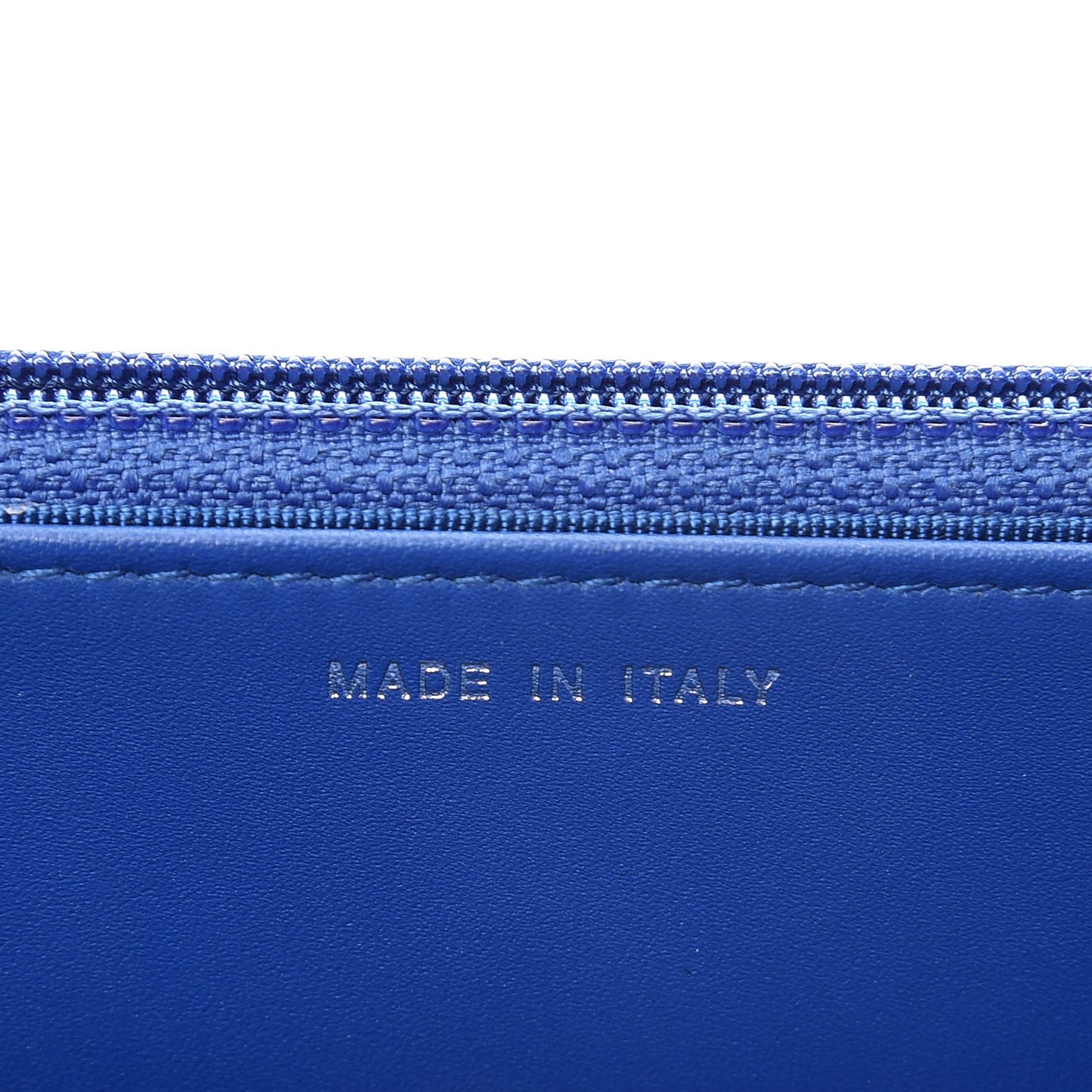 Caviar Chevron Quilted Wallet On Chain WOC Bright Blue