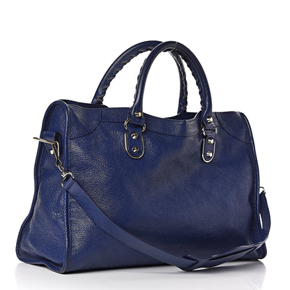 Balenciaga Chevre Gold Metallic Edge Hardware City Bleu Roi 3 of 13