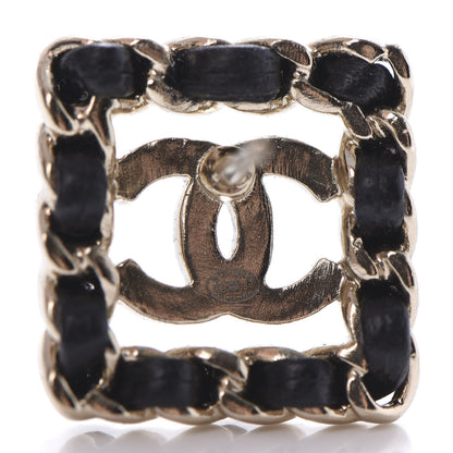 Chanel Crystal Lambskin Chain Sergeant Stud Earrings Black Gold 8 of 10
