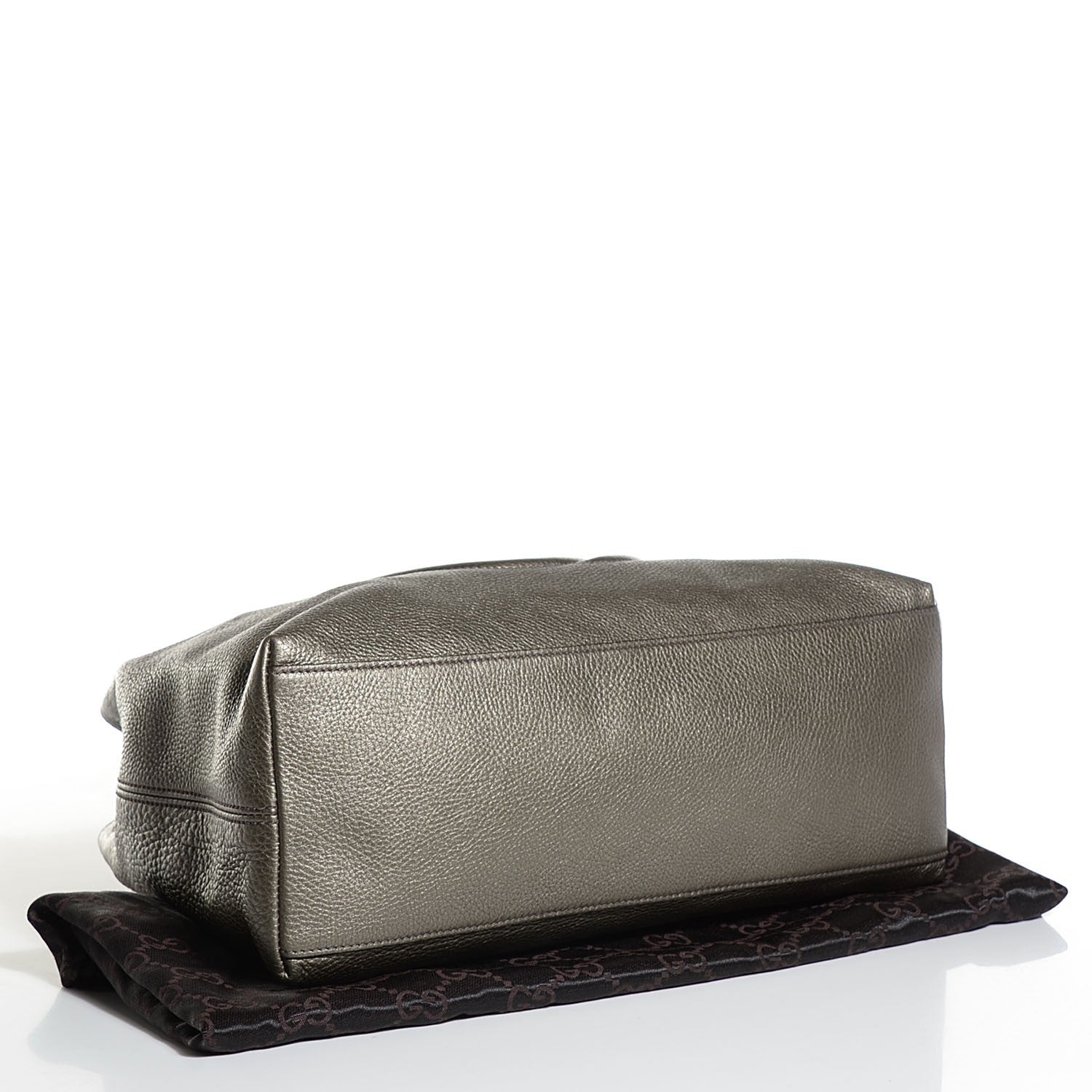 Gucci Metallic Pebbled Calfskin Medium Soho Chain Shoulder Bag Sasso 4 of 7