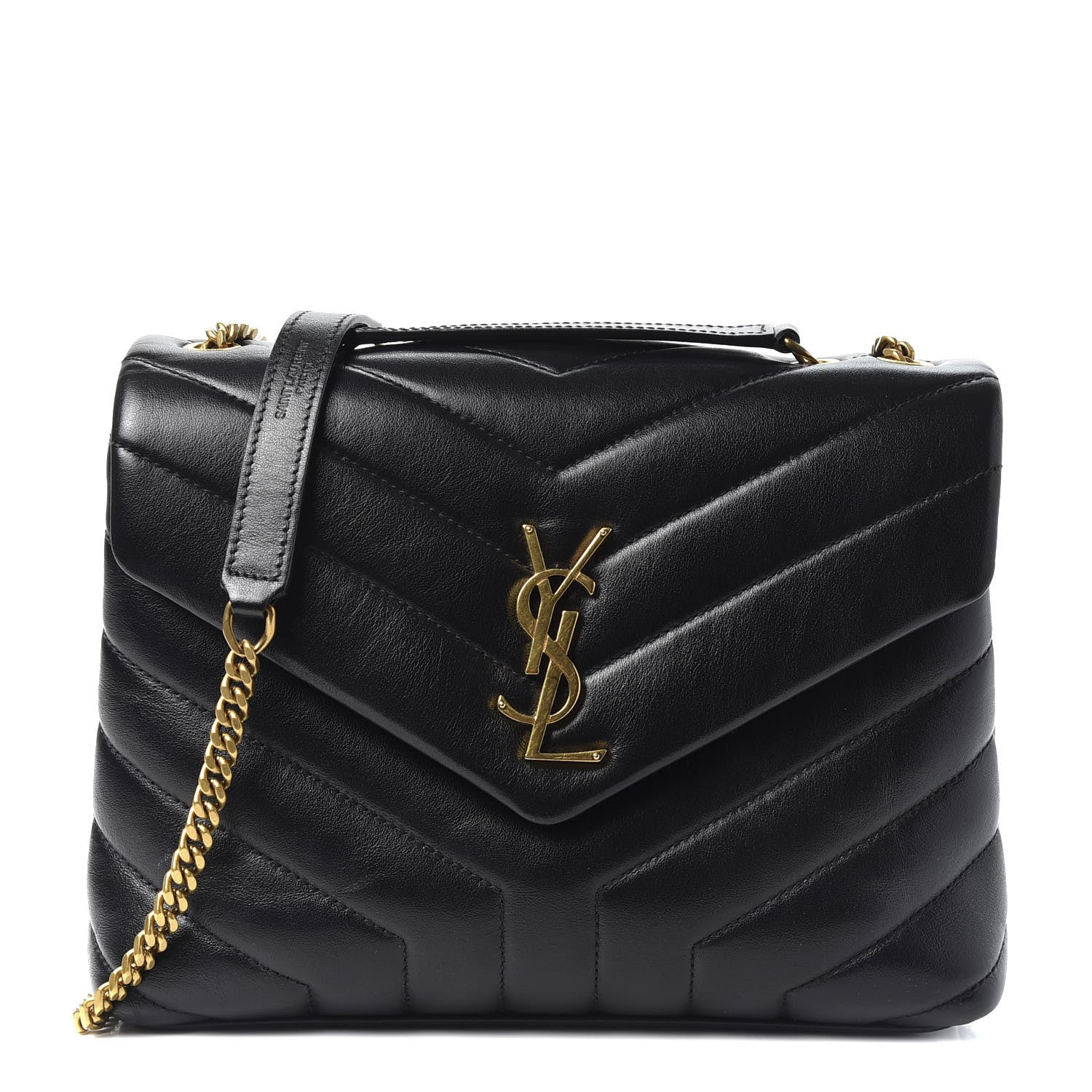 Saint Laurent Calfskin Y Quilted Monogram Small Loulou Chain Satchel Black 1 of 9
