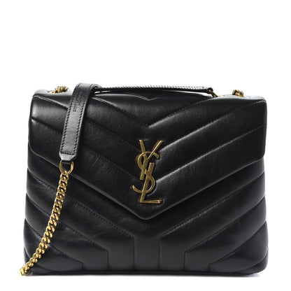 Saint Laurent Calfskin Y Quilted Monogram Small Loulou Chain Satchel Black 1 of 9