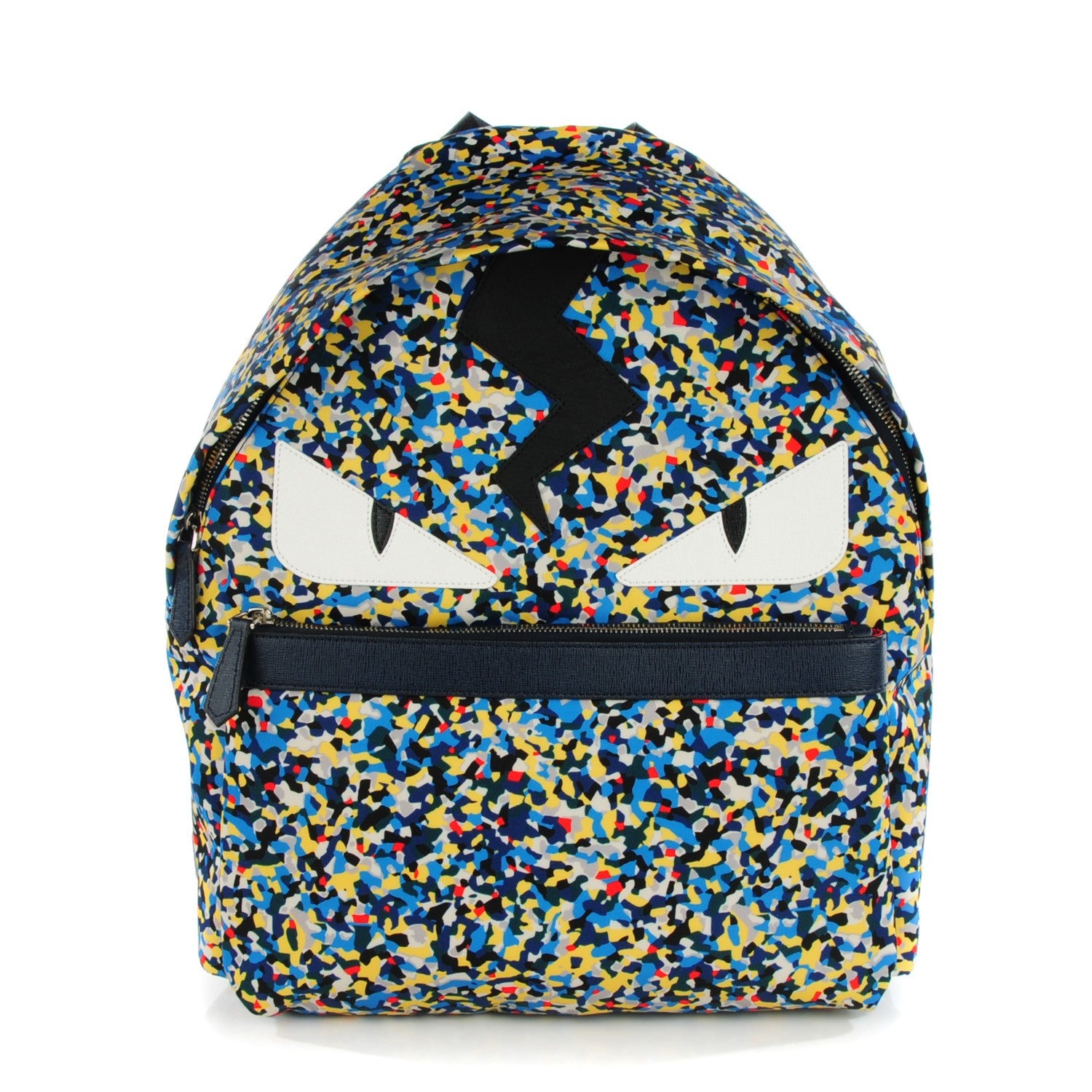 Fendi Nylon Vitello Elite Flamingo Granite Lightning Monster Eyes Backpack Multicolor Lavagna 1 of 9