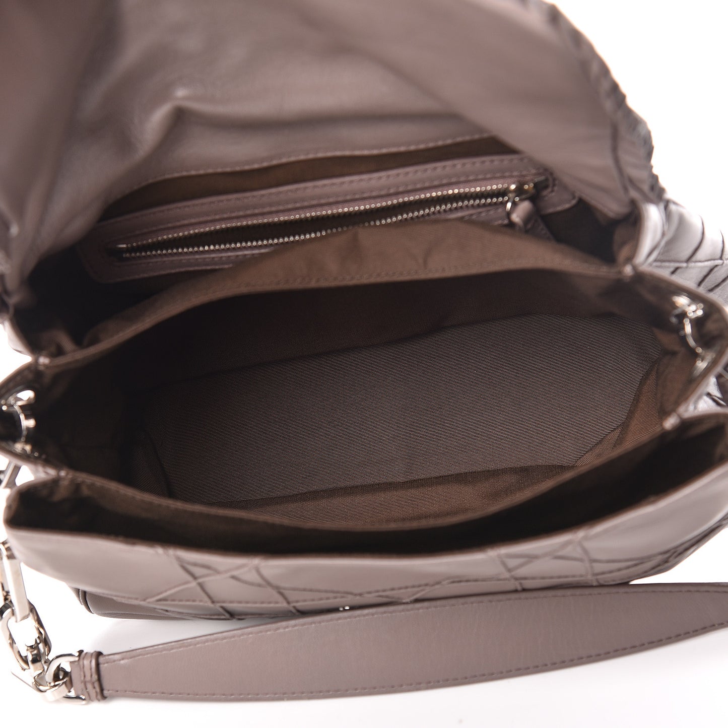 Lambskin Cannage Ruffle New Lock Flap Dark Taupe