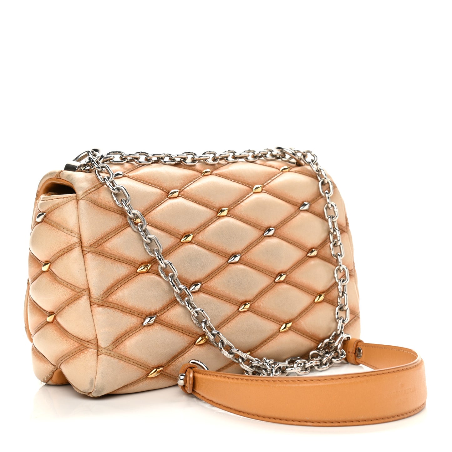 Lambskin Studded Malletage GO-14 PM Tan