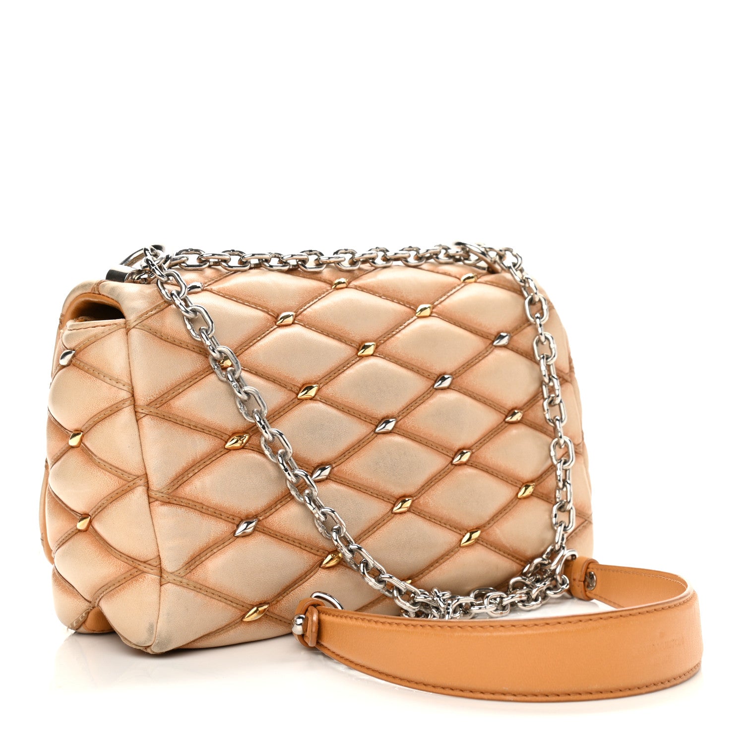 Louis Vuitton Lambskin Studded Malletage GO-14 PM Tan 3 of 16