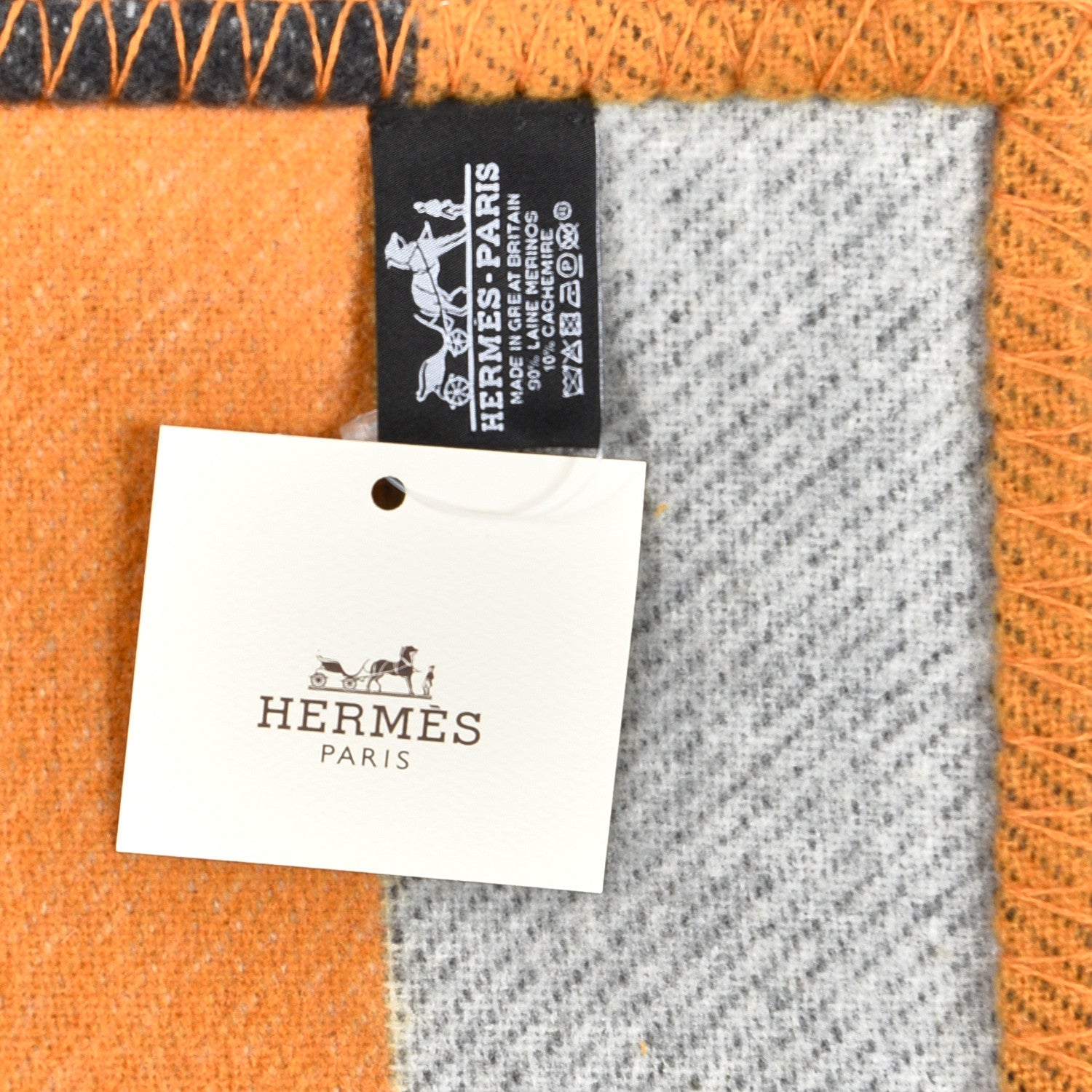 Hermes Wool Cashmere Brandebourgs Blanket Ambre Anthracite 3 of 3