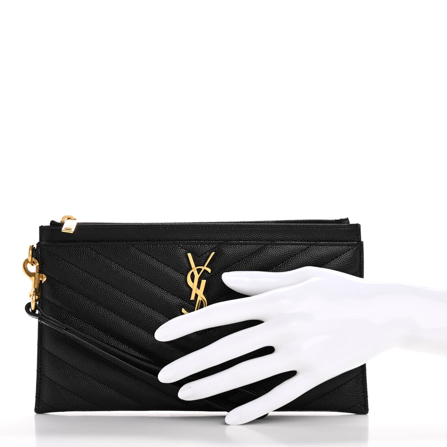 Grain De Poudre Chevron Monogram Large Bill Pouch Black