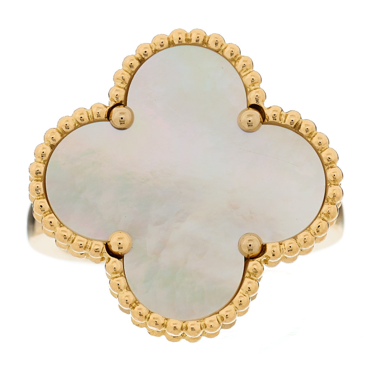 Van Cleef & Arpels 18K Yellow Gold Mother of Pearl Magic Alhambra Ring 52 6 1 of 6