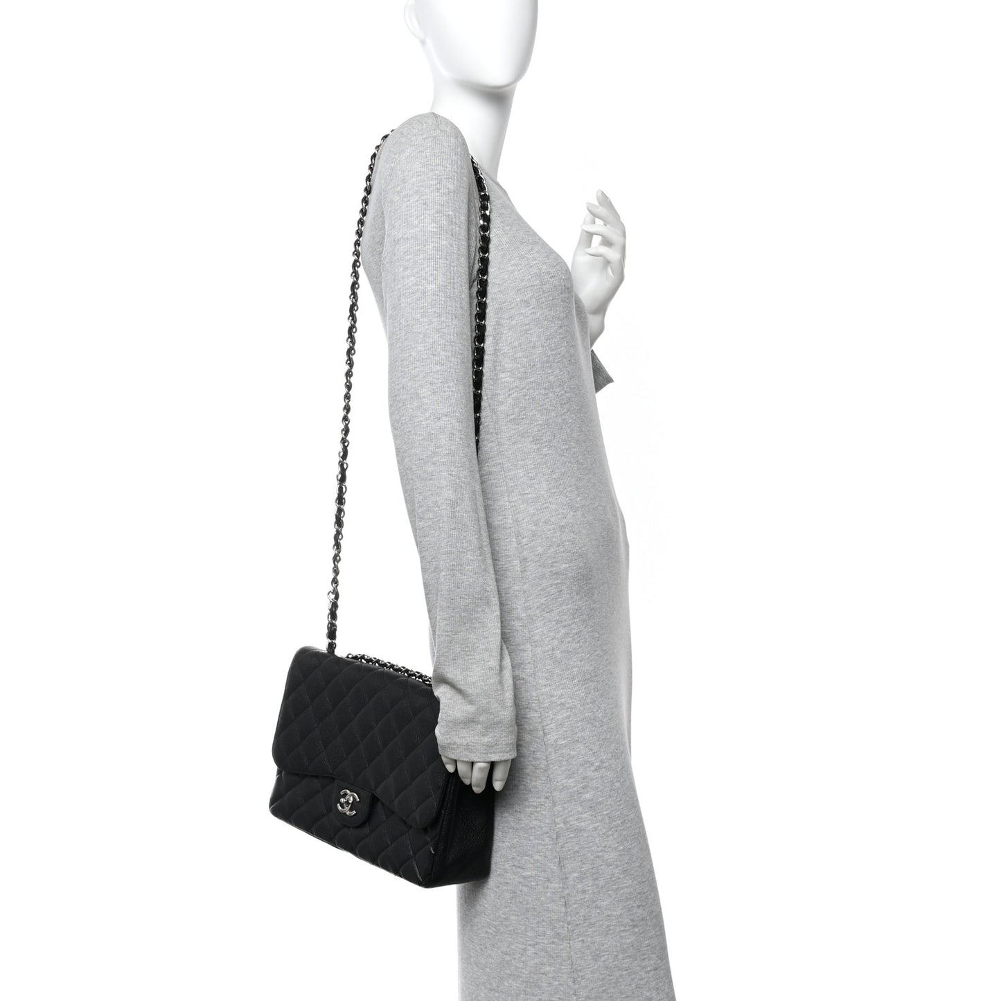Caviar Quilted Jumbo Single Flap Black