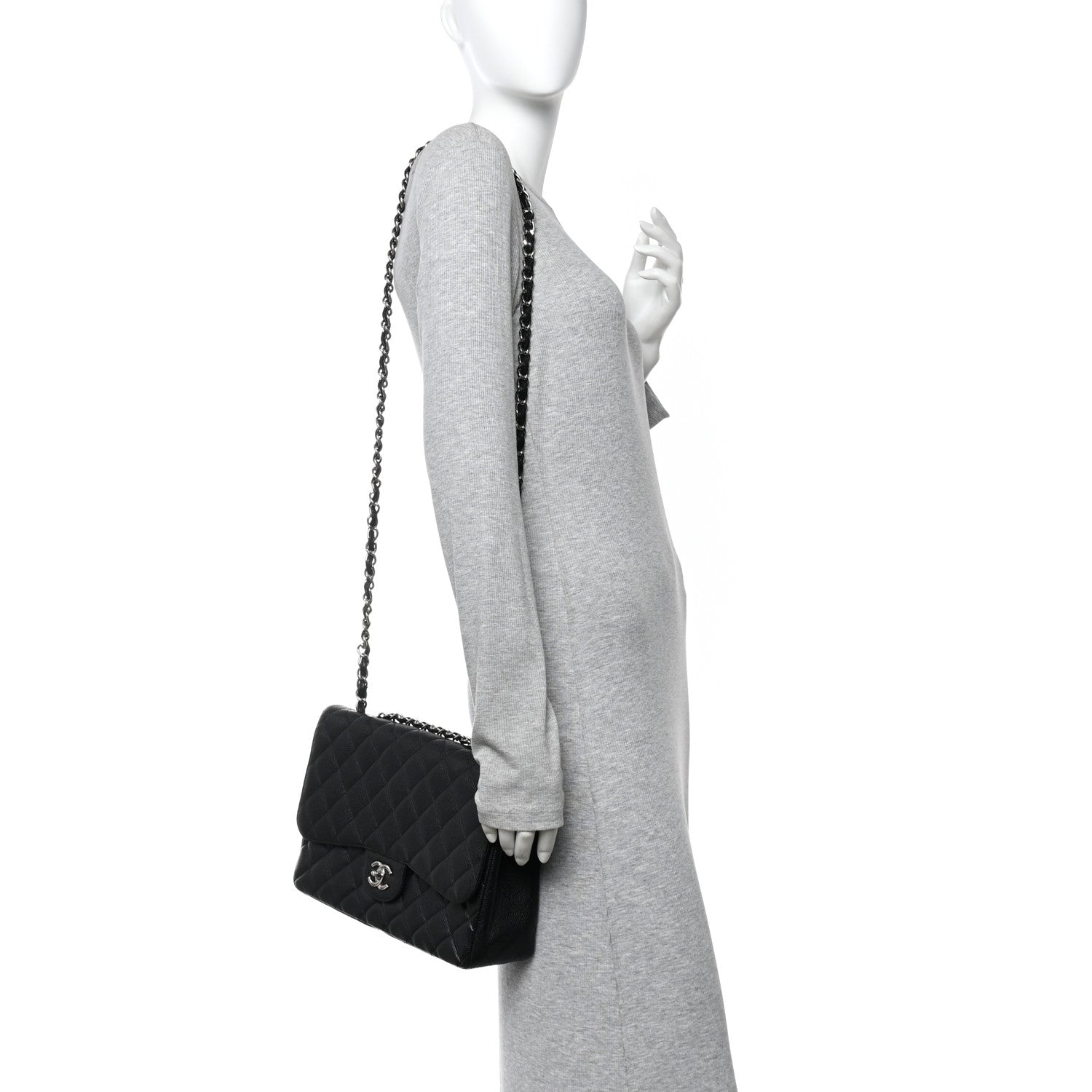 Chanel Caviar Quilted Jumbo Single Flap Black 2 of 12