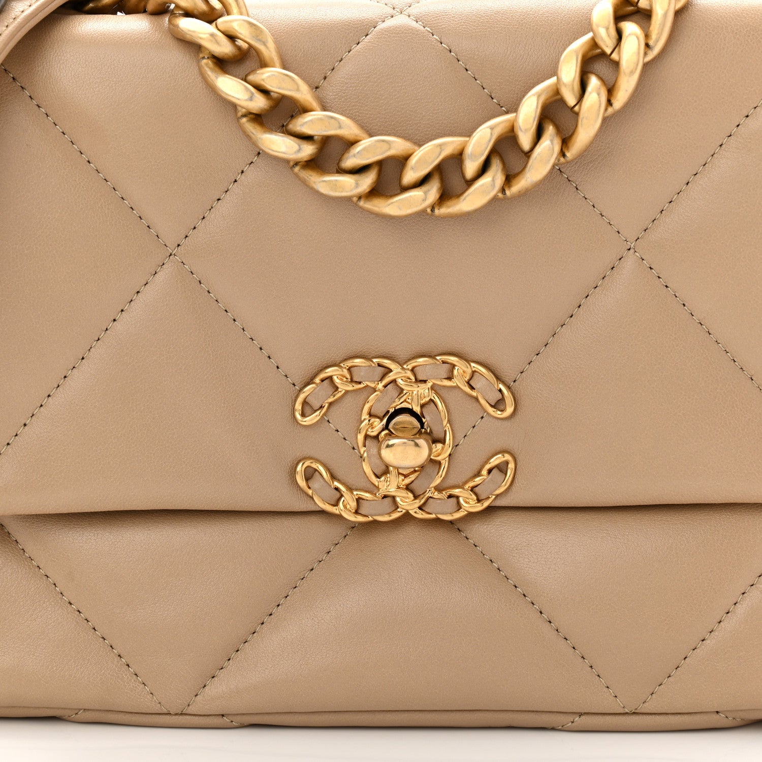 Chanel Lambskin Quilted Medium Chanel 19 Flap Dark Beige 8 of 11