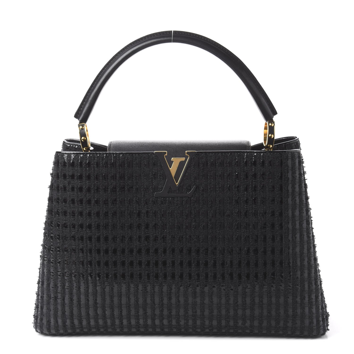 Louis Vuitton Tweed Calfskin Capucines MM Black 1 of 10