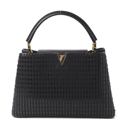 Louis Vuitton Tweed Calfskin Capucines MM Black 1 of 10