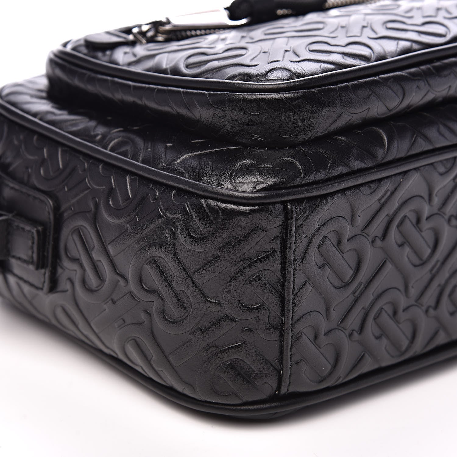 Burberry Calfskin Embossed Monogram Small Camera Bag Black 7 of 8