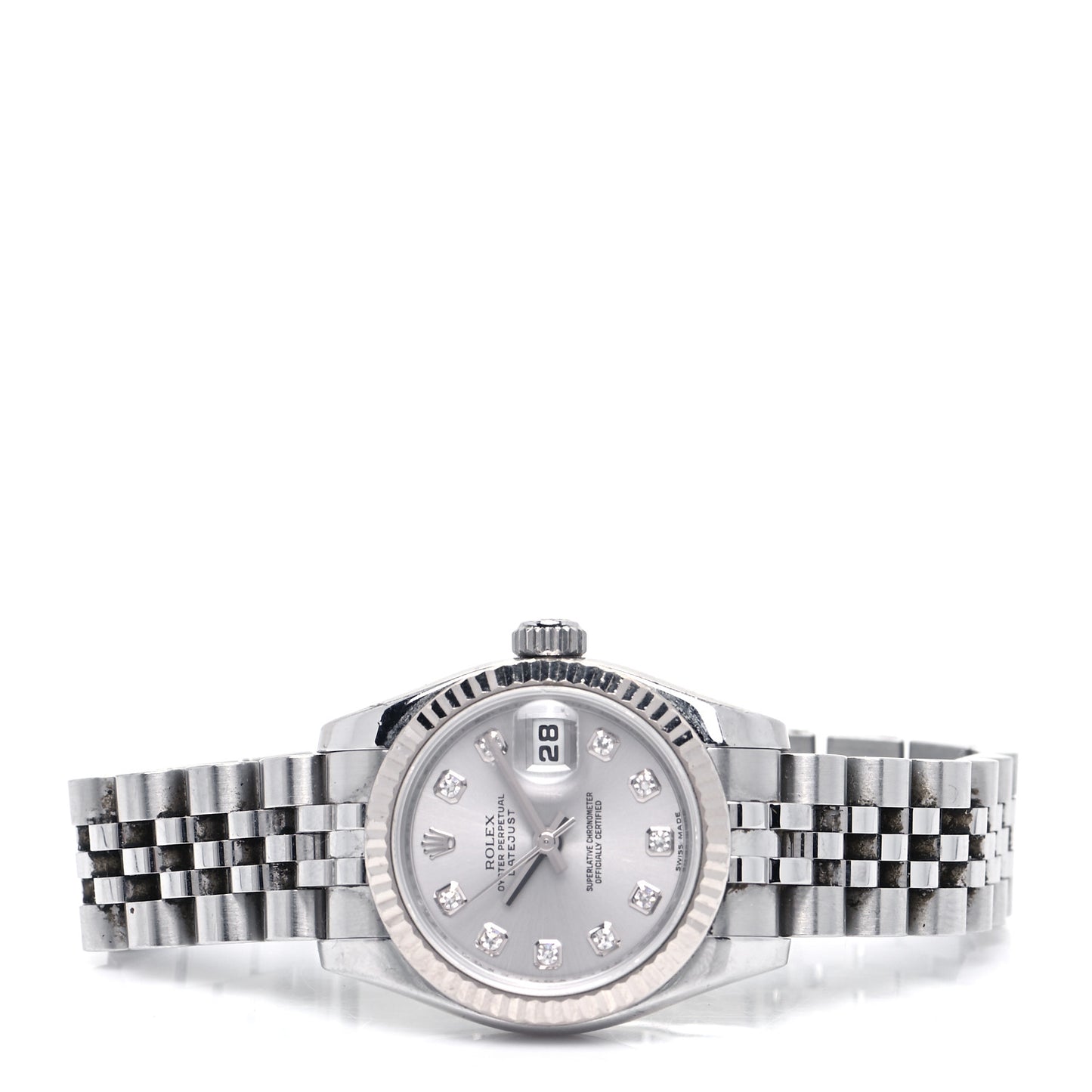 Stainless Steel 18K White Gold Diamond 26mm Oyster Perpetual Datejust Watch Silver 179174