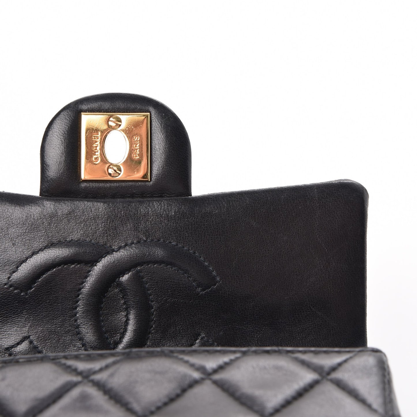 Lambskin Quilted Mini Square Flap Black