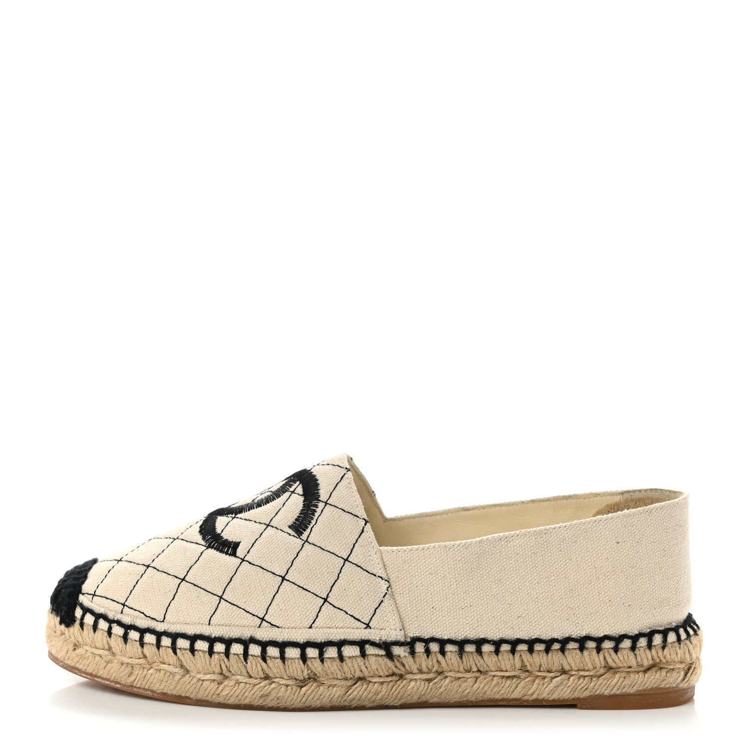 Chanel Fabric Biarritz CC Espadrilles 39 Beige Black 1 of 9