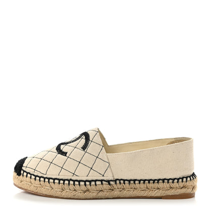 Chanel Fabric Biarritz CC Espadrilles 39 Beige Black 1 of 9