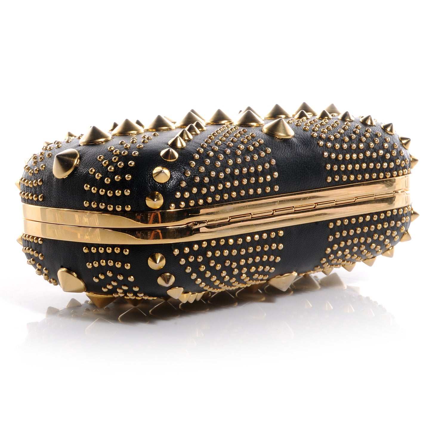 Britania Studded Skull Box Clutch Black