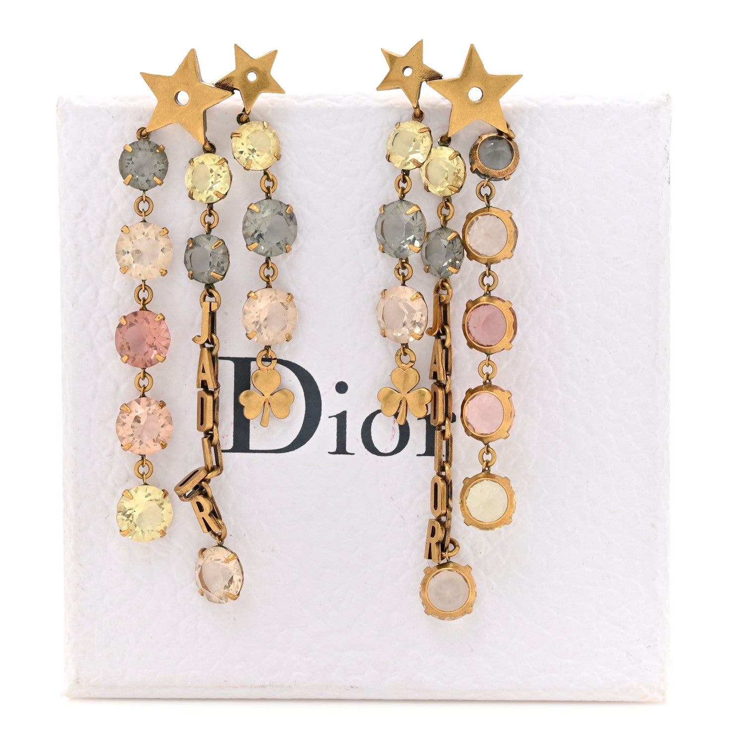 Christian Dior Crystal J'adior Star Drop Earrings Aged Gold Multicolor 5 of 5
