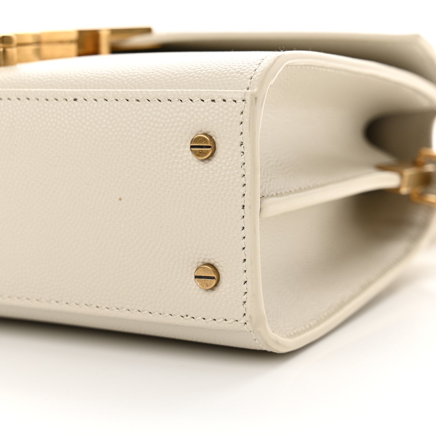 Saint Laurent Grain de Poudre Mini Classic Monogram Cassandra Top Handle Vintage White 10 of 12