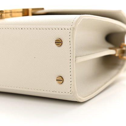 Saint Laurent Grain de Poudre Mini Classic Monogram Cassandra Top Handle Vintage White 10 of 12