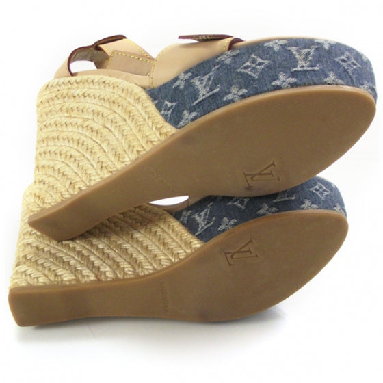 Monogram Denim Espadrille Wedge 38