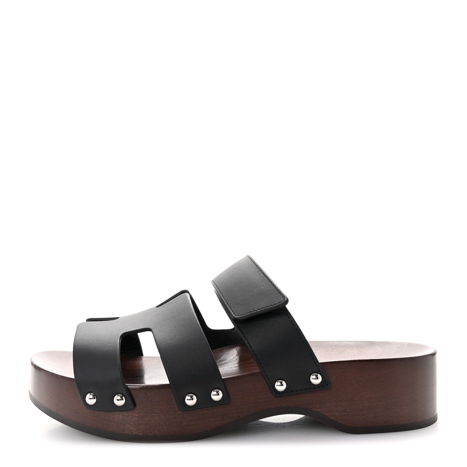 Hermes Calfskin Womens Kos Clog 37 Black 1 of 10