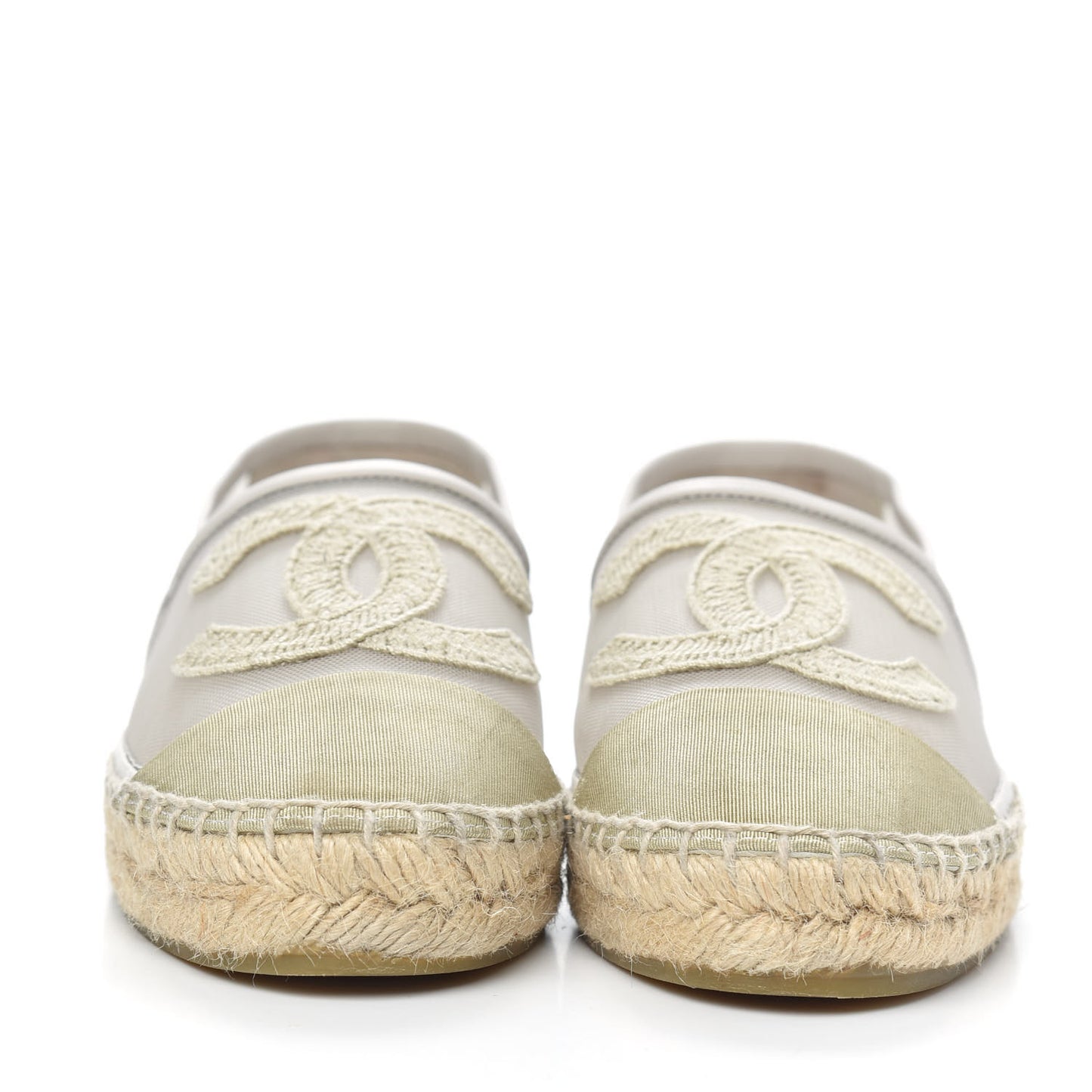 Mesh Grosgrain CC Espadrilles 38 Beige