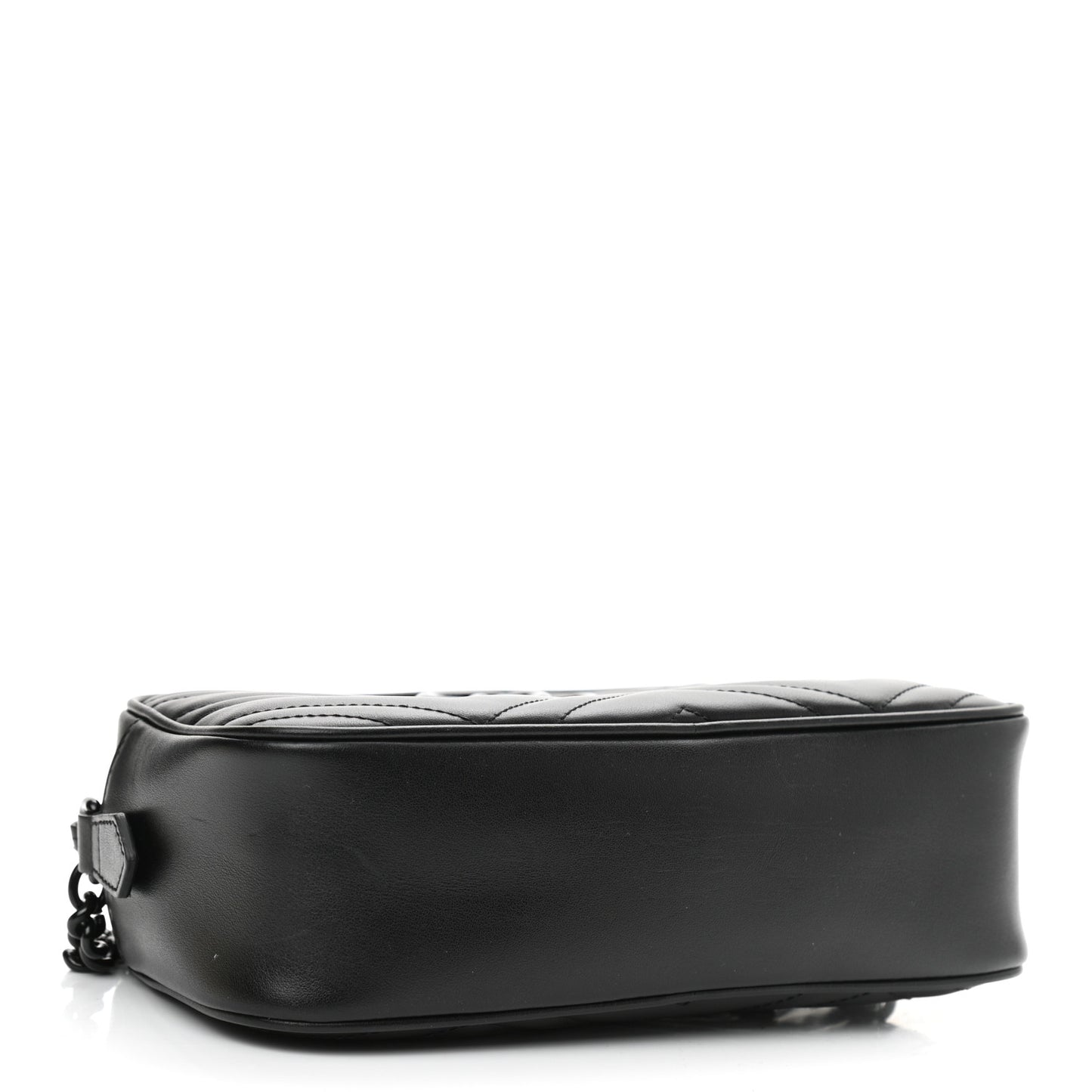 Calfskin Matelasse Monochrome Small GG Marmont Chain Shoulder Bag Black