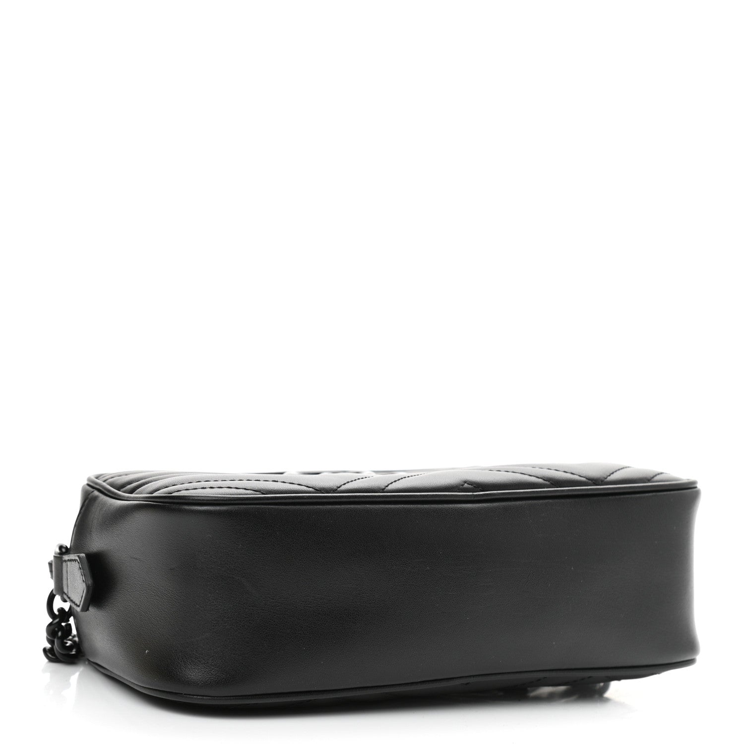 Gucci Calfskin Matelasse Monochrome Small GG Marmont Chain Shoulder Bag Black 3 of 10
