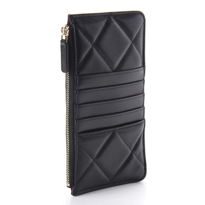 Chanel Goatskin Quilted 19 Flat Wallet Pouch Black 3 of 10