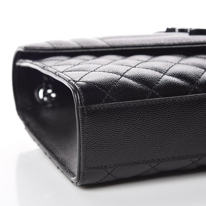 Saint Laurent Grain De Poudre Textured Mixed Matelasse Triquilt Medium Monogram Satchel Black 6 of 10