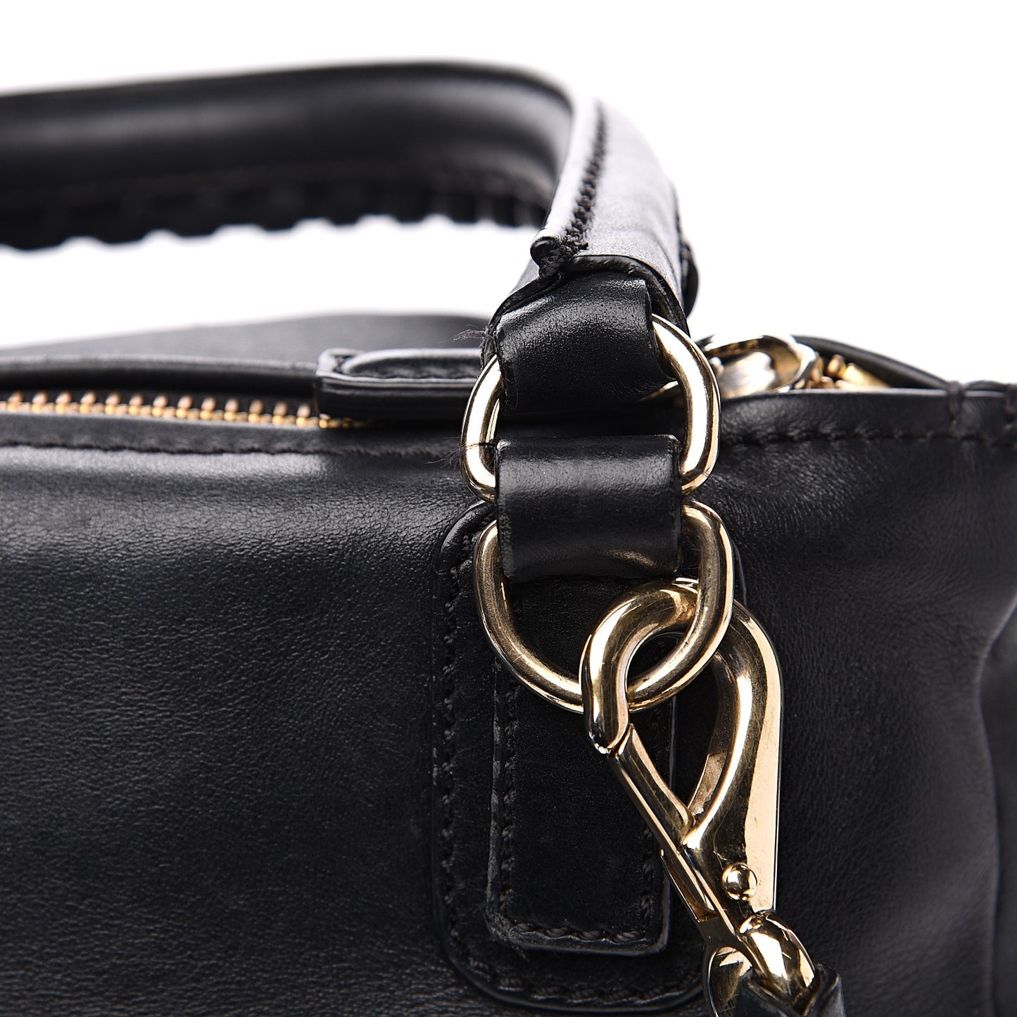 Calfskin Whipstitch Small Pandora Black