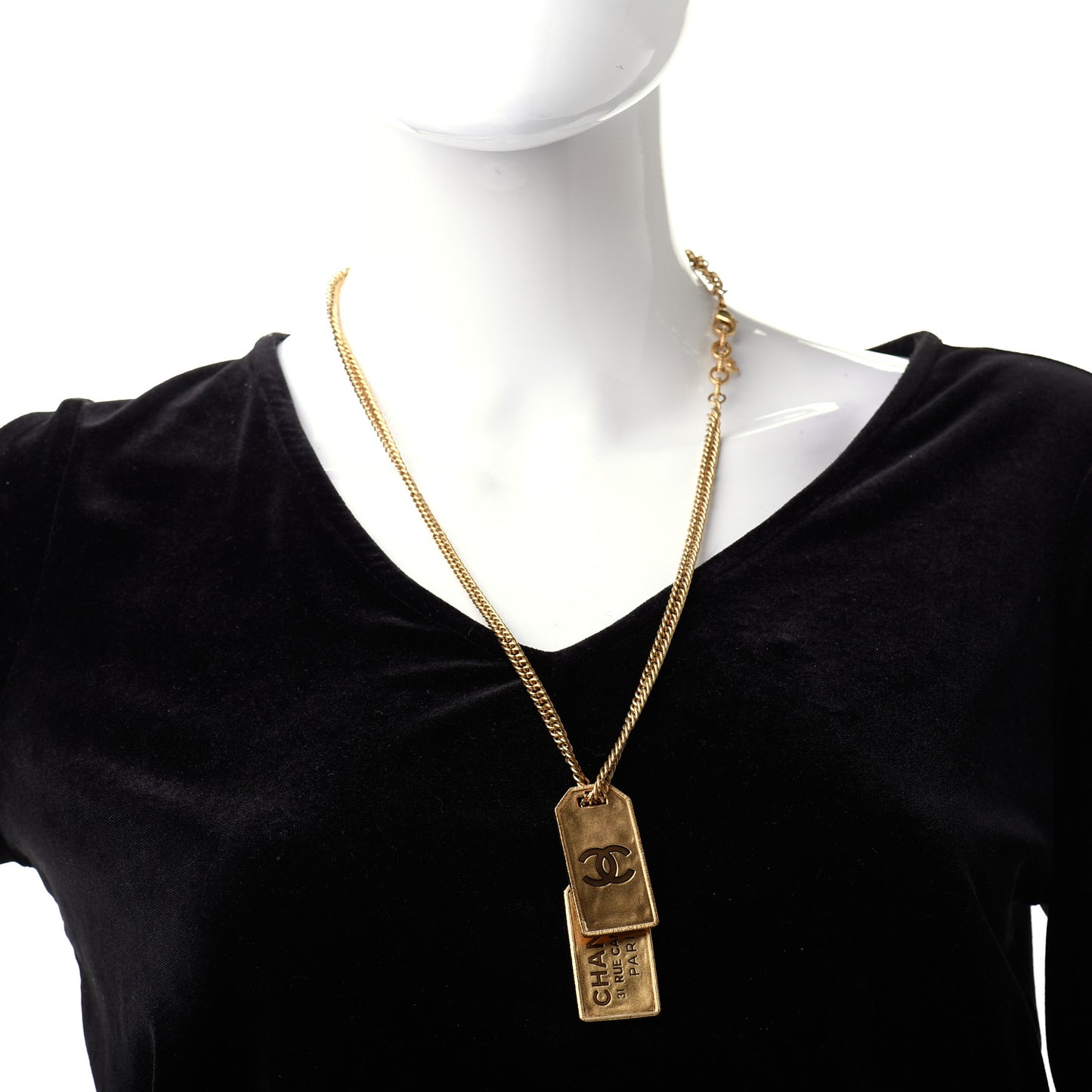 ID Dog Tag Charm Necklace Gold