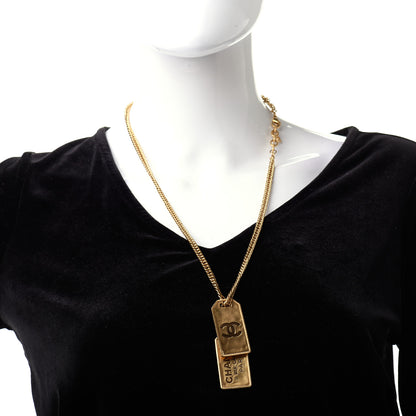 Chanel ID Dog Tag Charm Necklace Gold 2 of 5