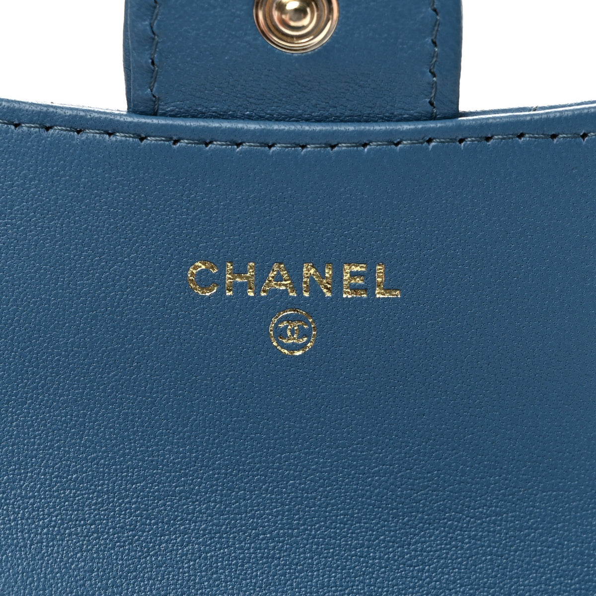Lambskin Quilted Flap Card Holder Wallet Dark Blue