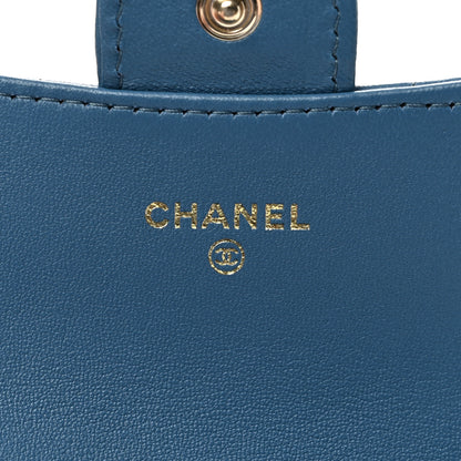 Chanel Lambskin Quilted Flap Card Holder Wallet Dark Blue 6 of 7