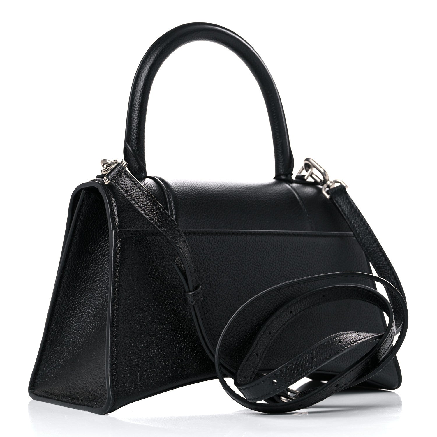 Balenciaga Grained Calfskin Small Hourglass Top Handle Bag Black 3 of 11