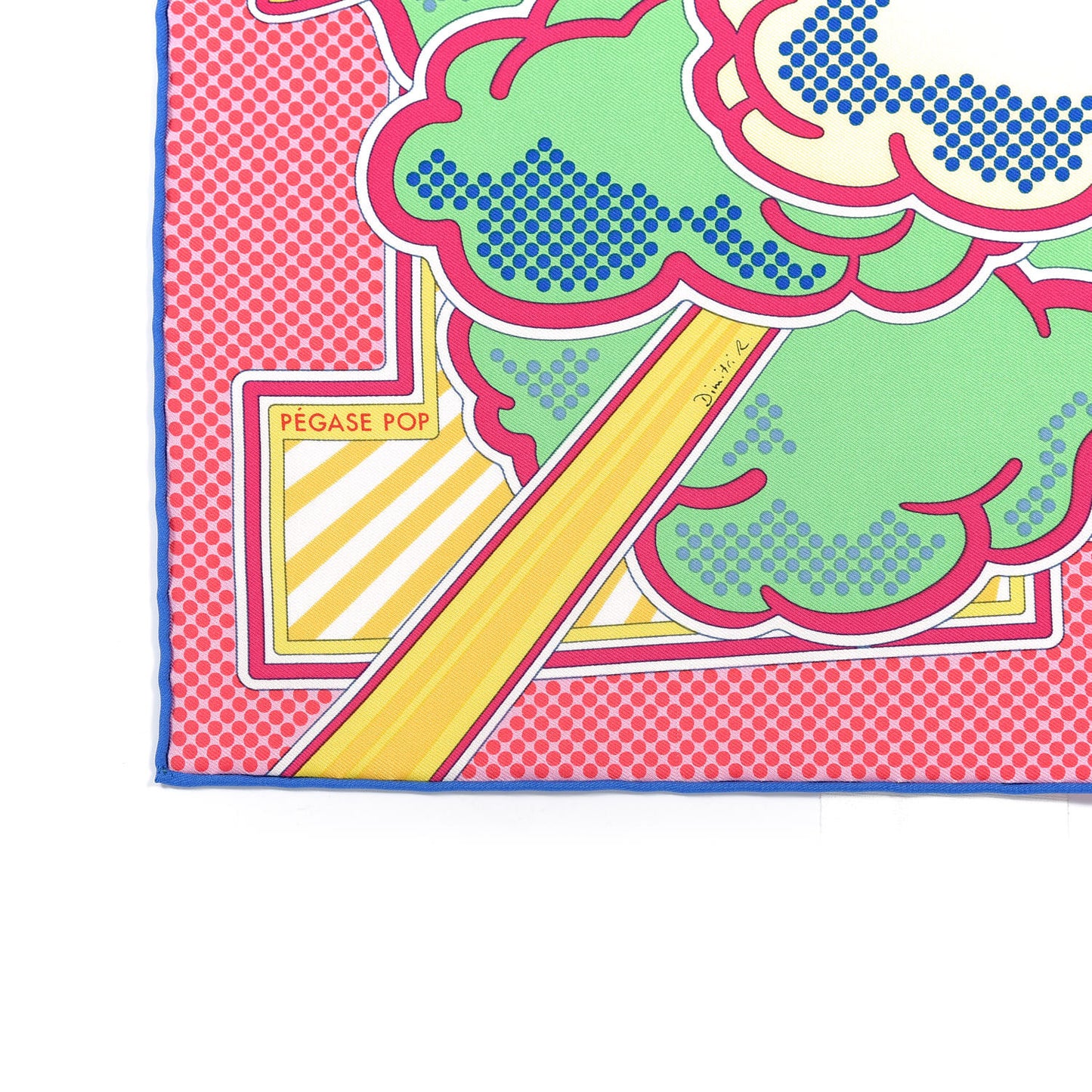 Silk Pegase Pop Pocket Square Rose Vif Vert Jaune