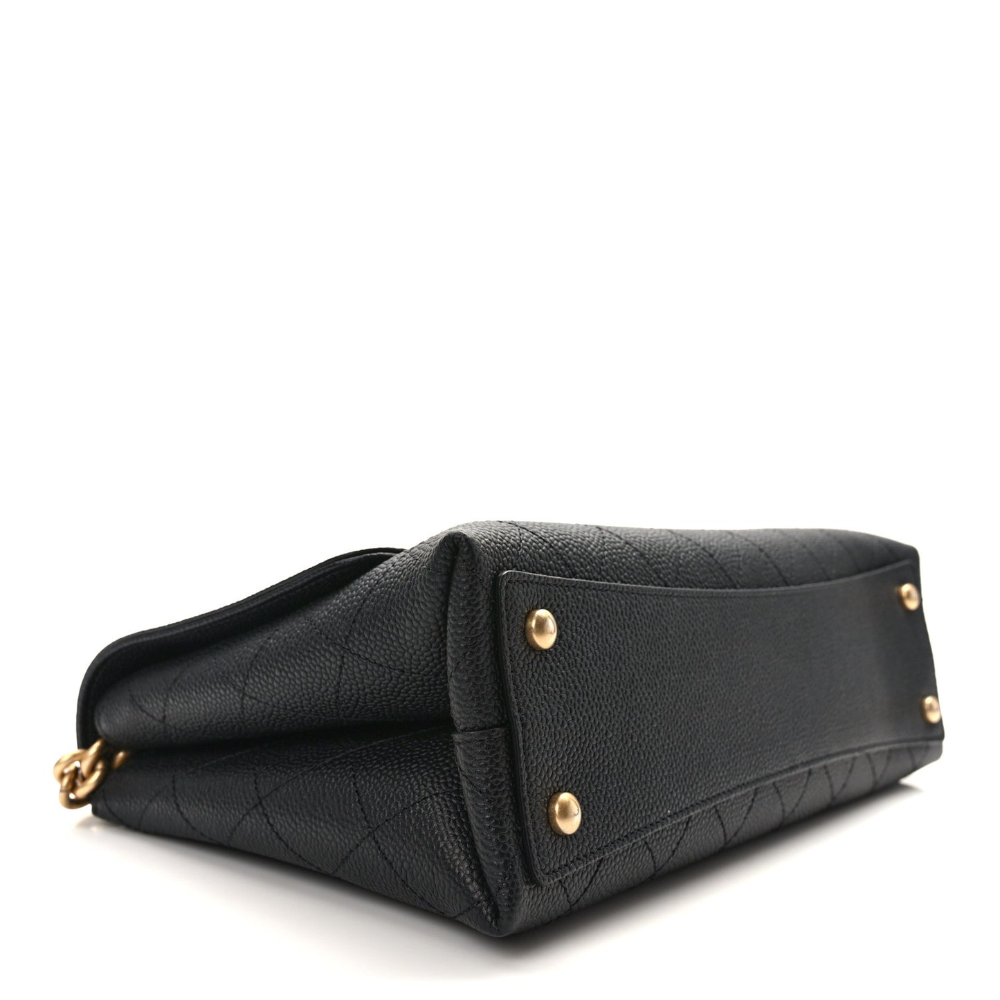 Grained Calfskin Stitched Flap Black