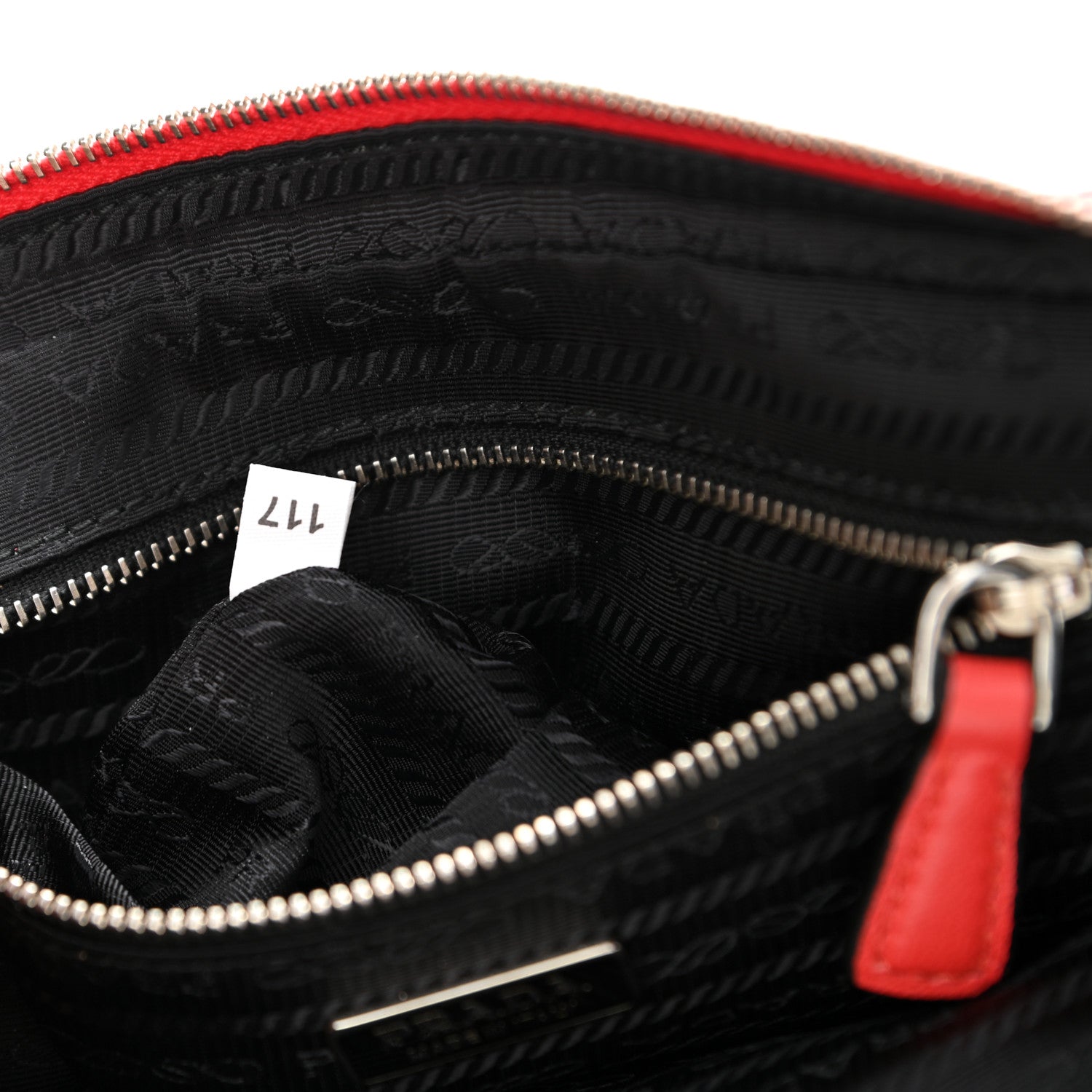 Prada City Calfskin Perforated Chain Shoulder Bag Black Lacca 9 of 13