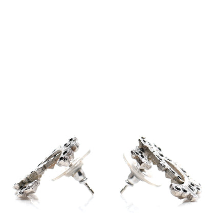 Chanel Baguette Crystal CC Earrings Silver Black 3 of 4