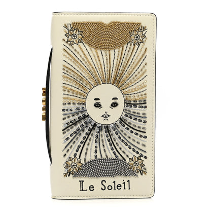 Christian Dior Lambskin Embroidered Le Soleil Tarot Pouch Clutch Latte 1 of 10