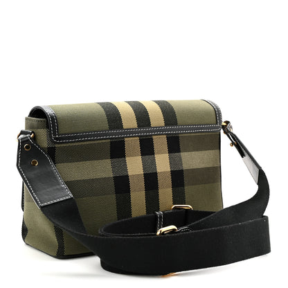Burberry Calfskin Tartan Note Crossbody Bag Military Green 3 of 10