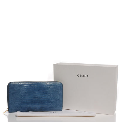 Celine Lizard Large Zip Around Multifunction Wallet Blue 5 of 9